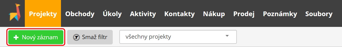 lamael-projekty-tlacitko-novy-zaznam