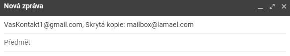 Snímek obrazovky vysvětlující, jak propojit Lamael a Gmail.