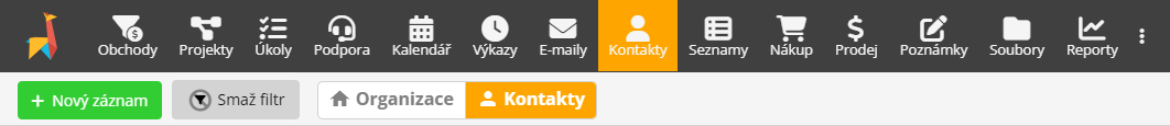 Organizace vs. kontakty Organizace vs. kontakty v Lamaelu