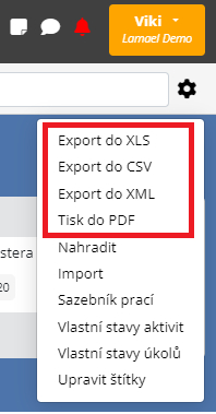 Export výkazů v Lamaelu